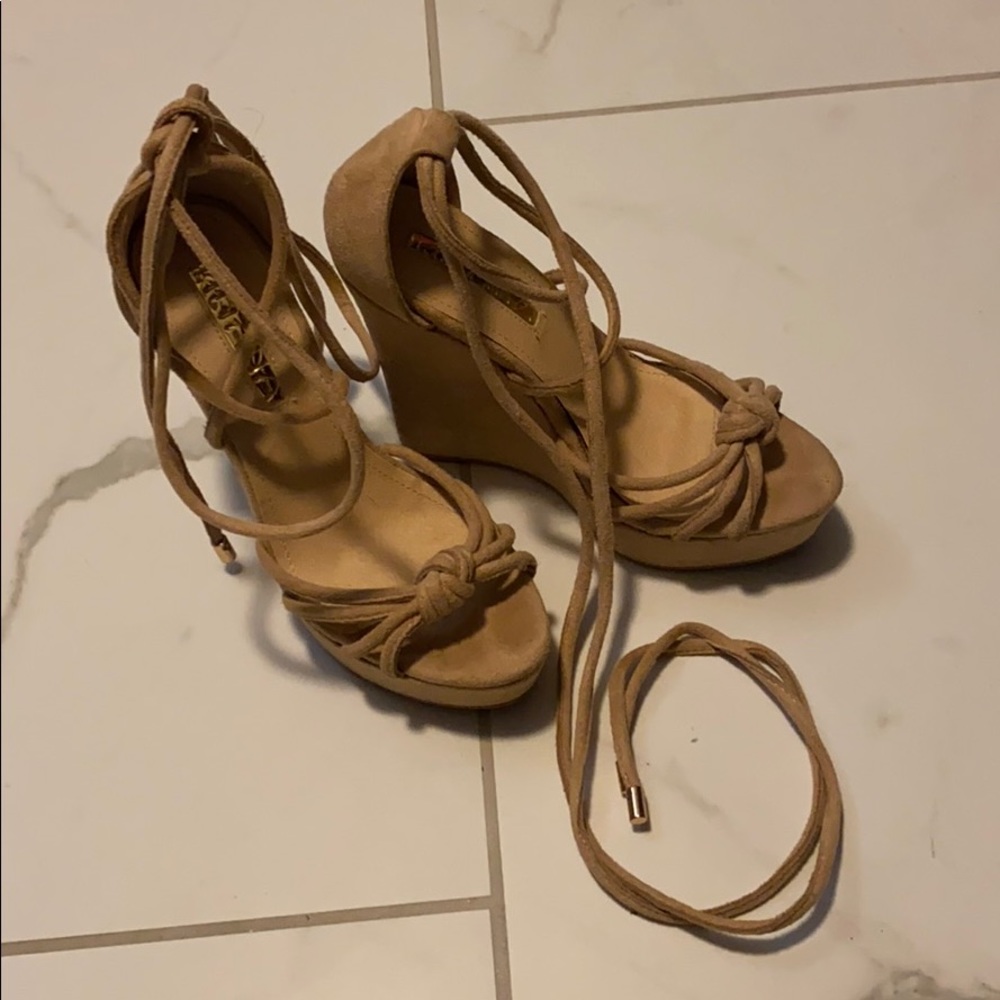 Tan suede espadrille wedges. Worn once